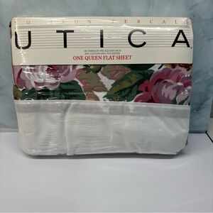 Vintage Utica Floral Queen Flat Sheet field of roses brand new